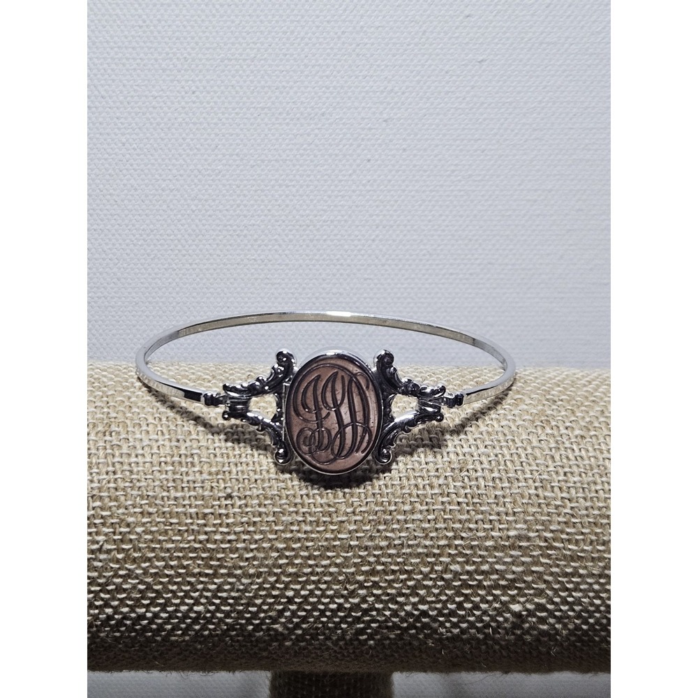 Vintage Avon 1979 Yesterdays Memories Monogram Photo Locket Bangle Bracelet